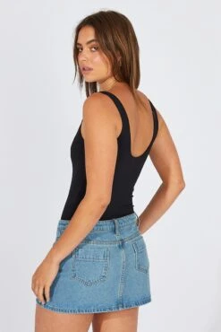 Black Supersoft Bodysuit Sleeveless Square-Cut Neck -Women Clothing Shop jc1686 84wk black 5