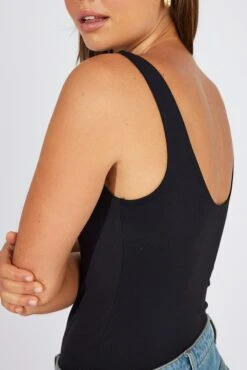 Black Supersoft Bodysuit Sleeveless Square-Cut Neck -Women Clothing Shop jc1686 84wk black 6
