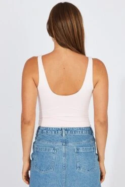 Pink Supersoft Bodysuit Sleeveless Square Cut Neck -Women Clothing Shop jc1686 84wk pale pink 5