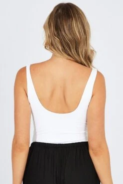 White Supersoft Bodysuit Sleeveless Square Cut Neck -Women Clothing Shop jc1686 84wk white 5