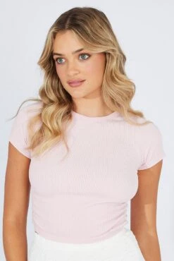Pink Top Short Sleeve Seamless 10 Pink Top Short Sleeve Seamless -Women Clothing Shop jc1893 39w pink 3