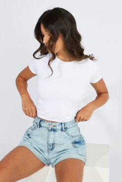 White Top Short Sleeve Seamless