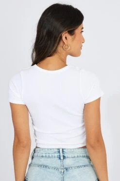 White Top Short Sleeve Seamless -Women Clothing Shop jc1893 39w white 5