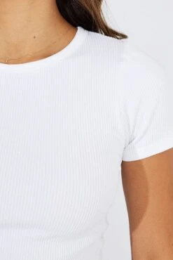 White Top Short Sleeve Seamless -Women Clothing Shop jc1893 39w white 6