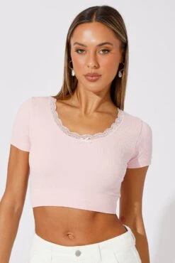 Pink Seamless Top Short Sleeve 10 Pink Seamless Top Short Sleeve -Women Clothing Shop jc1898 39w pink 3
