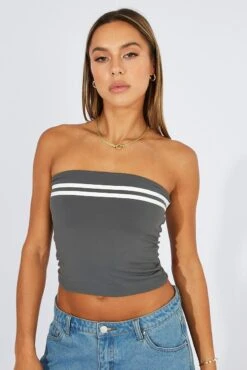 Grey Supersoft Bandeau Top -Women Clothing Shop jc1901b 84wb charcoal 3