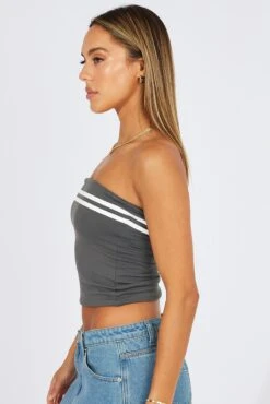 Grey Supersoft Bandeau Top -Women Clothing Shop jc1901b 84wb charcoal 4