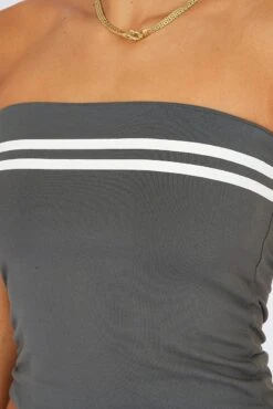 Grey Supersoft Bandeau Top -Women Clothing Shop jc1901b 84wb charcoal 6