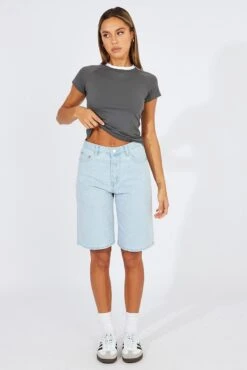 Grey Supersoft Top Short Sleeve Stripe -Women Clothing Shop jc1957 84w charcoal 3