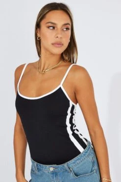 Black Supersoft Bodysuit Contrast Stripe Side 10 Black Supersoft Bodysuit Contrast Stripe Side -Women Clothing Shop jc1958 84wb black 3