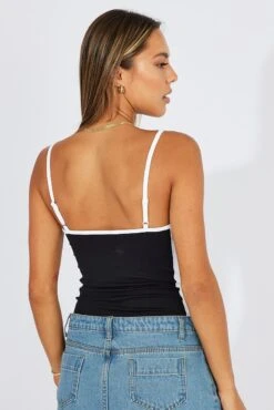 Black Supersoft Bodysuit Contrast Stripe Side 12 Black Supersoft Bodysuit Contrast Stripe Side -Women Clothing Shop jc1958 84wb black 5