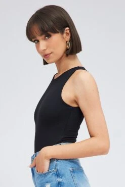 Black Supersoft Bodysuit Sleeveless -Women Clothing Shop jc8550 84w black 4