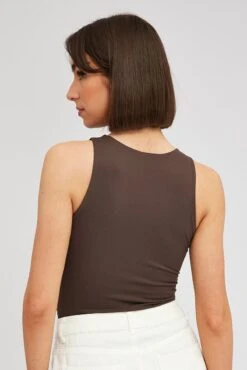 Brown Supersoft Bodysuit Sleeveless -Women Clothing Shop jc8550 84w chocolate 5