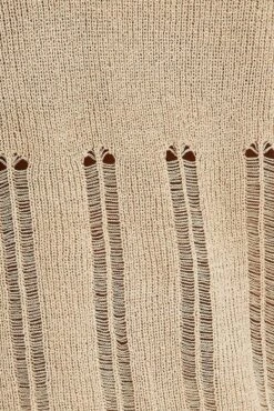 Beige Cardigan Long Sleeve V Neck Button Ladder Knitted -Women Clothing Shop kn0192x 40cb stone 6