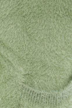 Green Longline Cardigan Fluffy -Women Clothing Shop kn1402a 41pb khaki 6