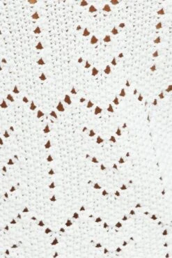 White Round Neck Long Sleeve Crochet Knit Cardigan -Women Clothing Shop kn1563 40j white 6