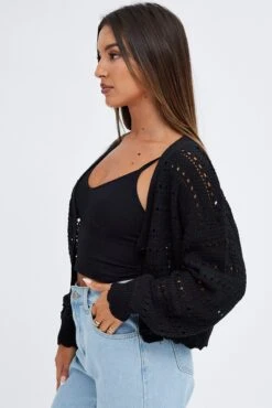 Black Oversized Cardigan -Women Clothing Shop kn1688 41jb black 4