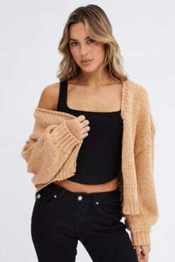 Beige Oversized Cardigan
