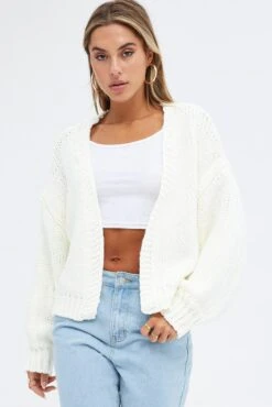 White Oversized Cardigan 10 White Oversized Cardigan -Women Clothing Shop kn1814 41jb cream 3