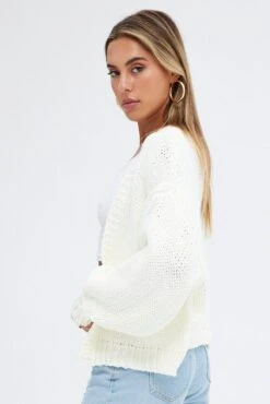White Oversized Cardigan 11 White Oversized Cardigan -Women Clothing Shop kn1814 41jb cream 4