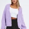 Purple Oversized Cardigan -Women Clothing Shop kn1814 41jb lilac 1