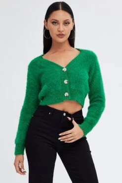 Green Fluffy Cardigan -Women Clothing Shop kn2018 41jb green 3