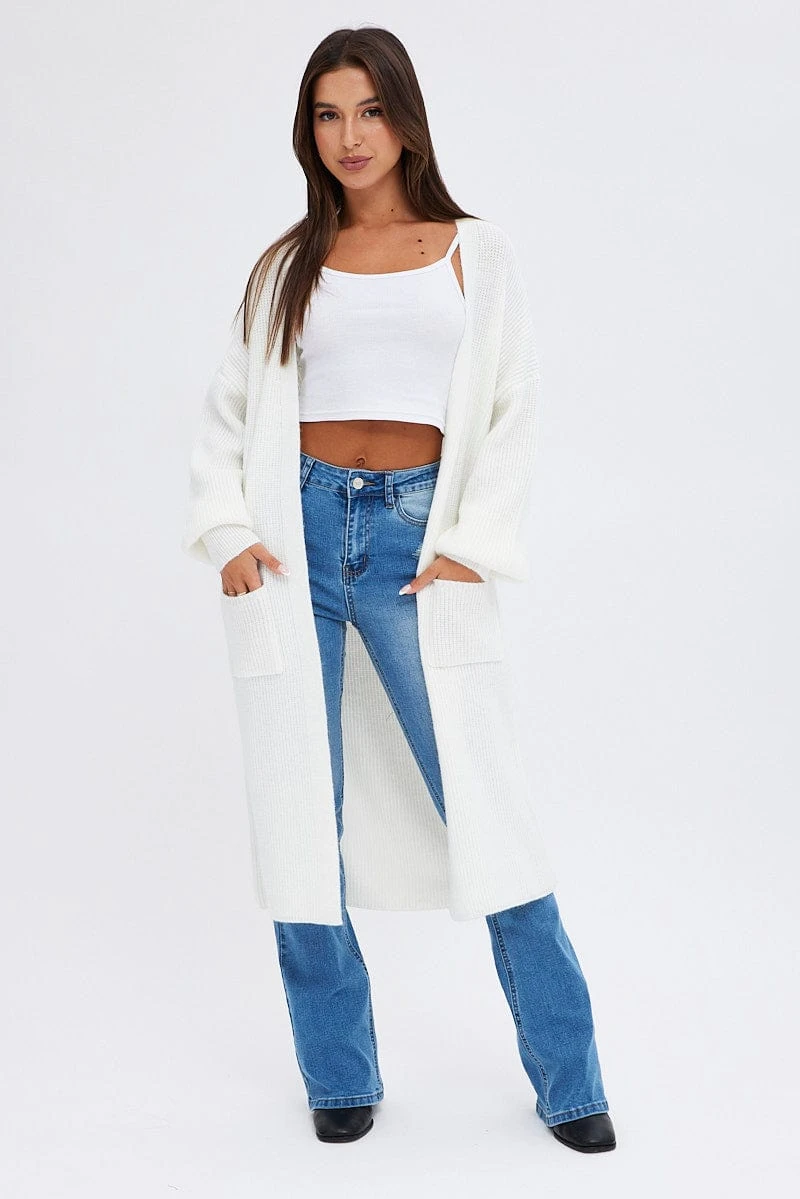 White Longline Cardigan 3 White Longline Cardigan