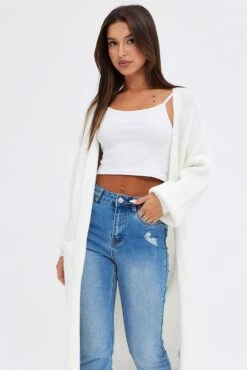 White Longline Cardigan 9 White Longline Cardigan -Women Clothing Shop kn2024 45jb white 2