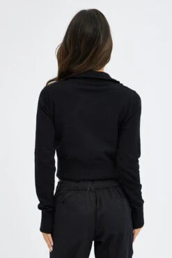 Black Zip Up Cardigan 12 Black Zip Up Cardigan -Women Clothing Shop kn2064 40jb black 5