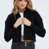 Black Cable Knit Cardigan Hooded -Women Clothing Shop kn2095 41jb black 1
