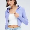 Purple Knit Zip Up Cardigan Hooded -Women Clothing Shop kn2122 40jb lavender 1
