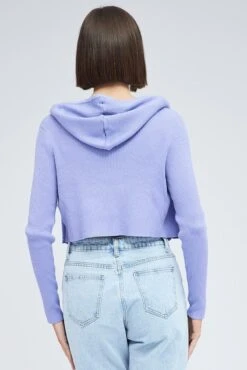Purple Knit Zip Up Cardigan Hooded -Women Clothing Shop kn2122 40jb lavender 5