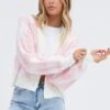 Pink Check Crop Knit Cardigan Check -Women Clothing Shop kn2123a 41jb check 1