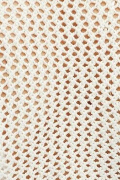 Beige Crochet Knit Cardigan Long Sleeve Tie Up -Women Clothing Shop kn2219 41j natural 6