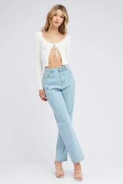 White Tie Up Cardigan Long Sleeve Scoop Neck 9 White Tie Up Cardigan Long Sleeve Scoop Neck -Women Clothing Shop kn2247 40j white 2