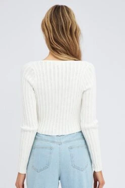 White Tie Up Cardigan Long Sleeve Scoop Neck 12 White Tie Up Cardigan Long Sleeve Scoop Neck -Women Clothing Shop kn2247 40j white 5