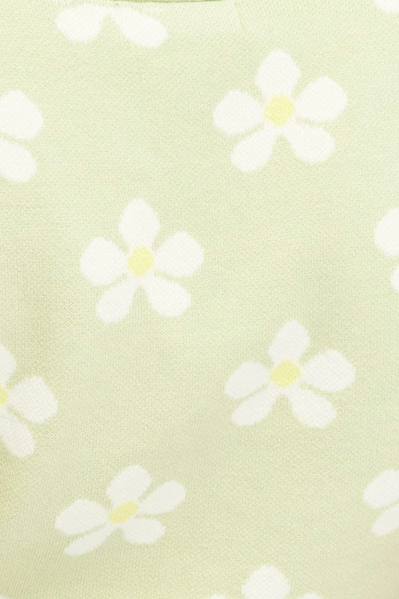 Green Floral Knit Cardigan Short Sleeve 8 Green Floral Knit Cardigan Short Sleeve - Image 6