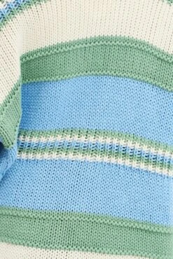 Blue Stripe Oversized Knit Cardigan -Women Clothing Shop kn2697 41pb stripe 6