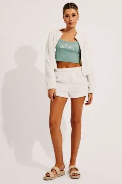 White Loungewear Teddy Jacket -Women Clothing Shop lg jacket white loungewear teddy jacket 33140471955649