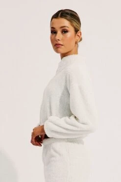 White Loungewear Teddy Jacket -Women Clothing Shop lg jacket white loungewear teddy jacket 33140472119489