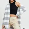 Stripe Knit Cardigan Long Sleeve Relaxed Longline -Women Clothing Shop lgline cardigan stripe knit cardigan long sleeve relaxed longline 32965139792065