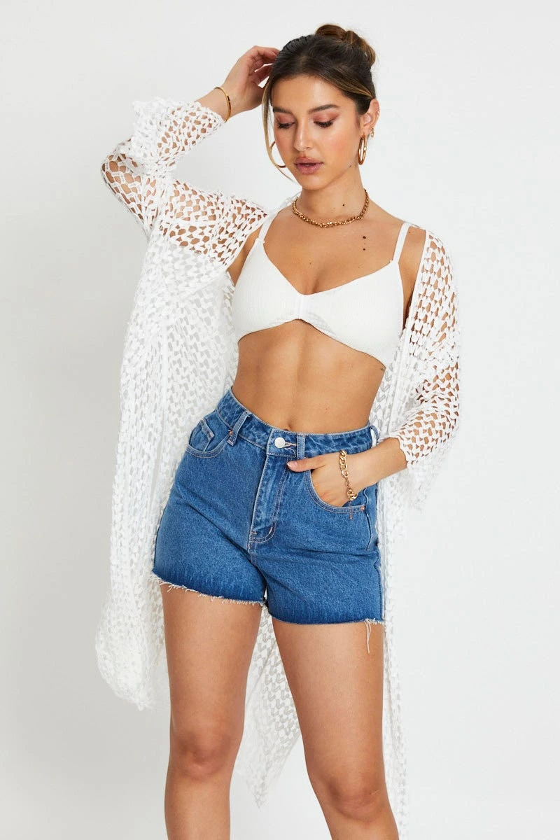 White Knit Cardigan Long Sleeve 4 White Knit Cardigan Long Sleeve - Image 2