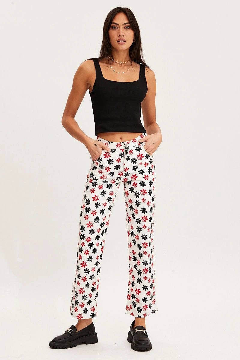 Print Slim Pants High Rise 3 Print Slim Pants High Rise