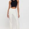 White Flare Pants High Rise