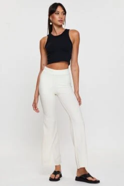 White Flare Pants High Rise -Women Clothing Shop mr flare leg pant white flare pants high rise 32965050794177