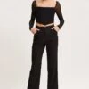 Black Wide Leg Pant High Rise 2 Black Wide Leg Pant High Rise -Women Clothing Shop mr harem pant black slim pants high rise 32964936990913