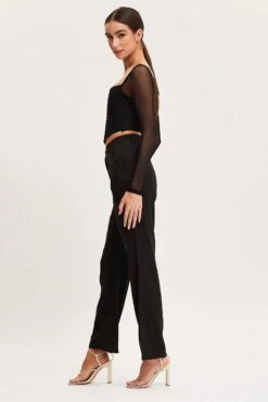 Black Wide Leg Pant High Rise -Women Clothing Shop mr harem pant black slim pants high rise 32964937089217