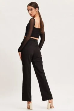 Black Wide Leg Pant High Rise -Women Clothing Shop mr harem pant black slim pants high rise 32964937121985