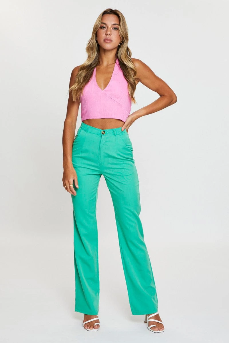 Green Wide Leg Pant High Rise 3 Green Wide Leg Pant High Rise