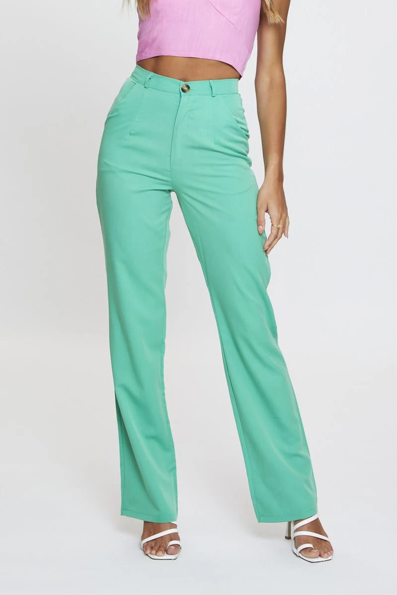 Green Wide Leg Pant High Rise 4 Green Wide Leg Pant High Rise - Image 2